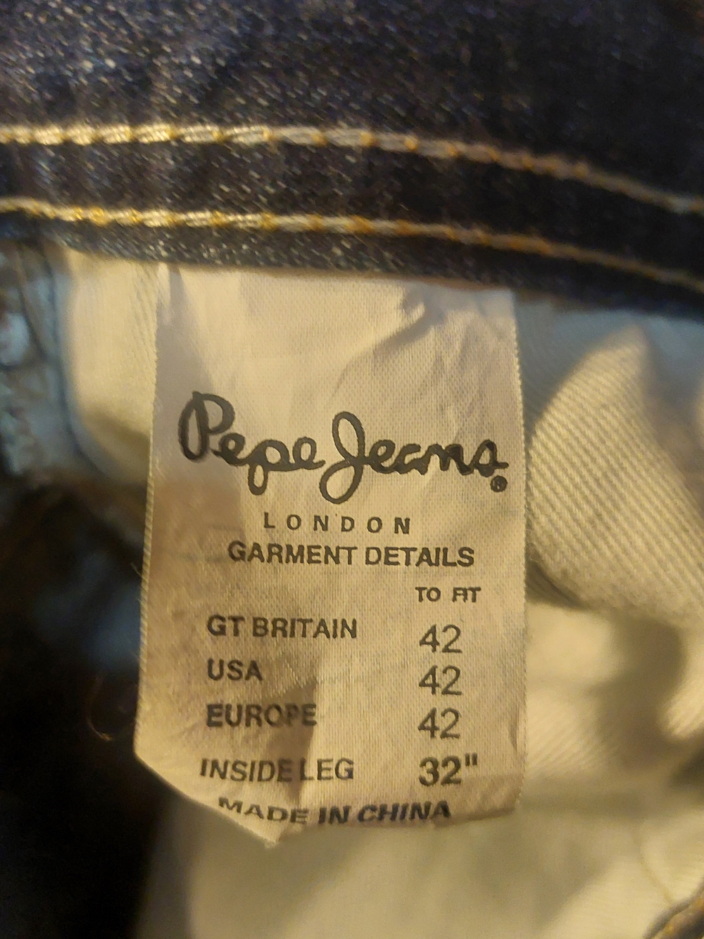 Pepe Jeans Dark Blue Ben Baggy Fit Men's Jeans 42x32 New Skater Y2K Vintage - Picture 11 of 11